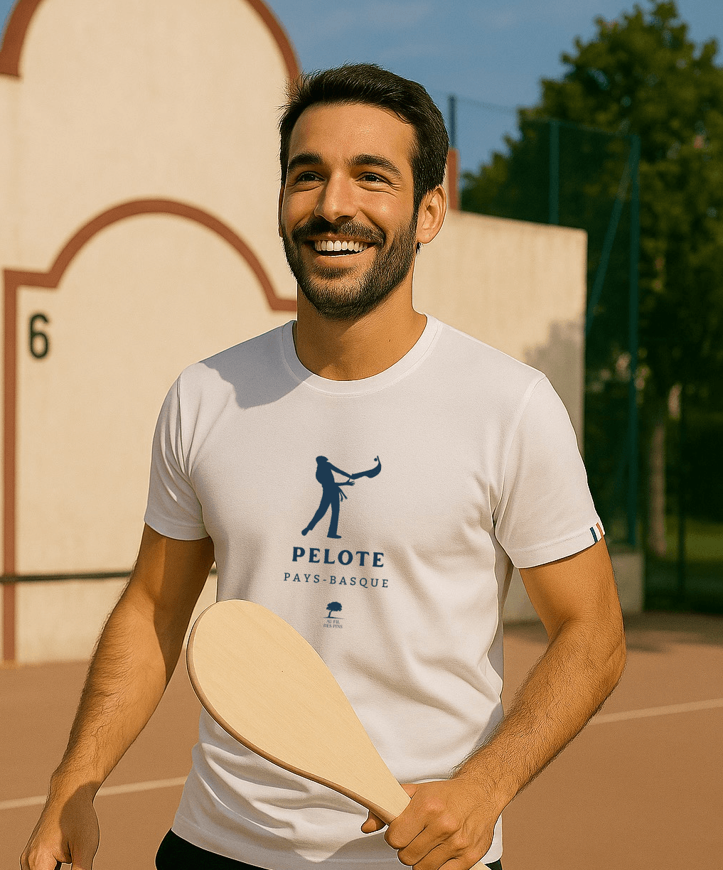 🇫🇷 Tee-shirt homme “Pelote basque” – 100 % coton, made in France - Au Fil des Pins