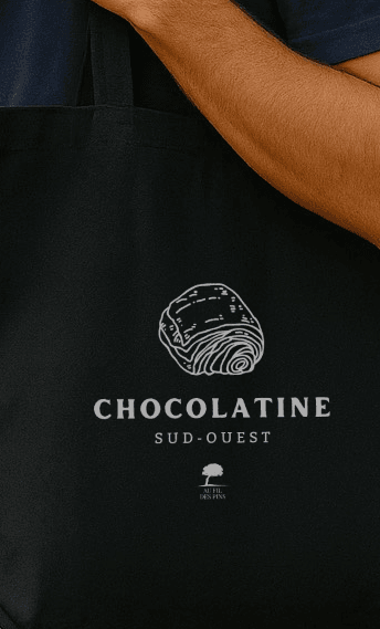 Tote bag noir Chocolatine - Au Fil des Pins