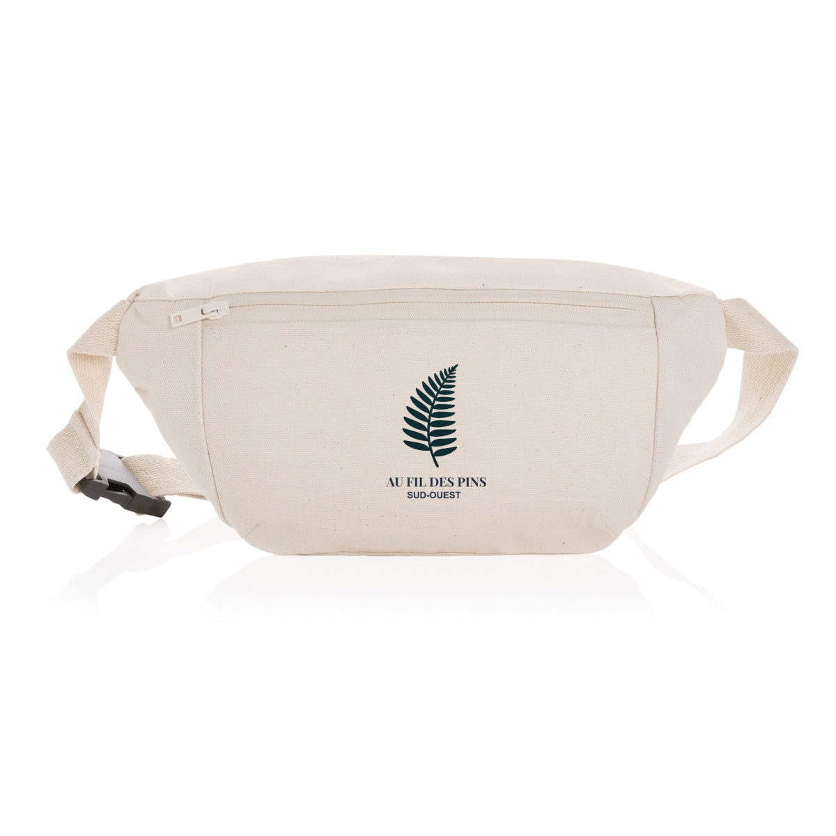 Sac banane éco-responsable Fougère Au Fil des Pins, en toile recyclée, couleur naturelle, inspiré de la nature du Sud-Ouest