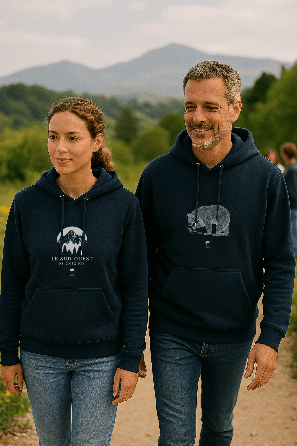 Sweat à capuche Ours porté avec jean brut, style lifestyle Sud-Ouest