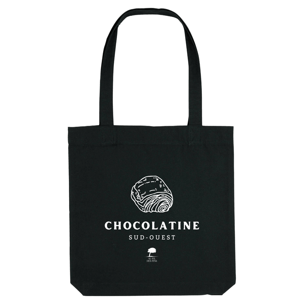 Tote bag noir Chocolatine - Au Fil des Pins