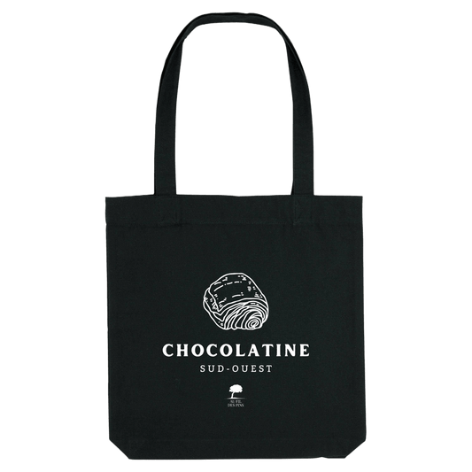 Tote bag noir Chocolatine - Au Fil des Pins