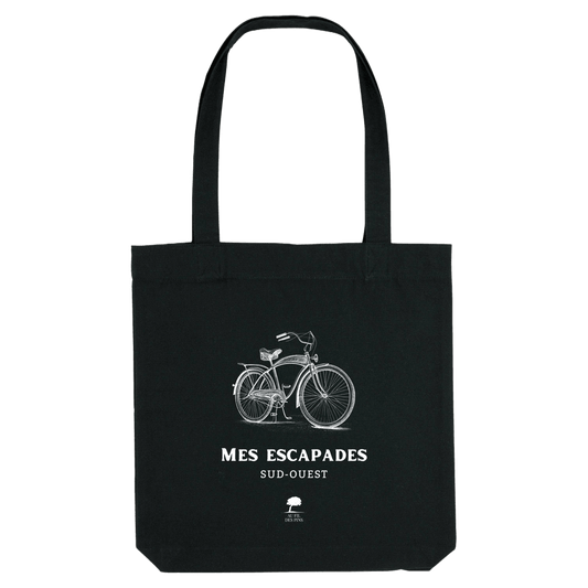 Tote Bag noir Mes Escapades – Sac Éco-Responsable - Au Fil des Pins