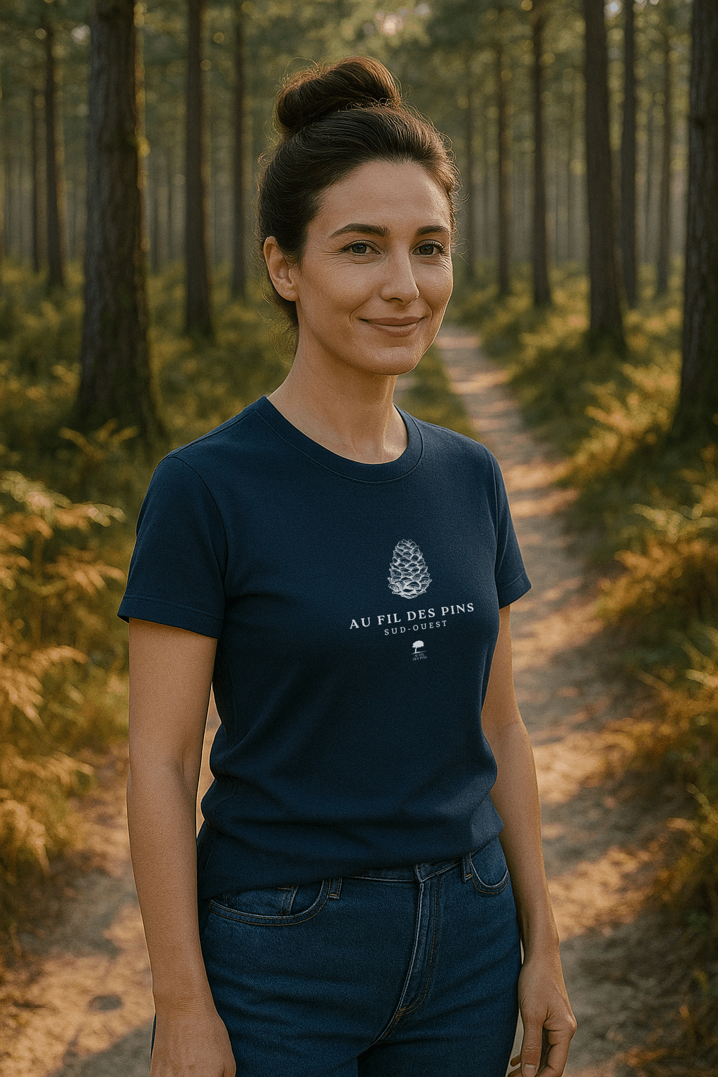 Tee-shirt Femme Éco-Responsable "Pomme de Pin" – Coton Bio GOTS