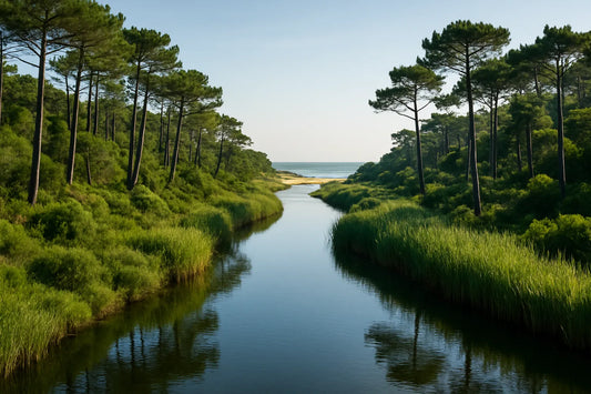Plage naturelle du Sud-Ouest près du Courant d’Huchet, idéale pour randonnée nature et tourisme durable à Lit-et-Mixe.
