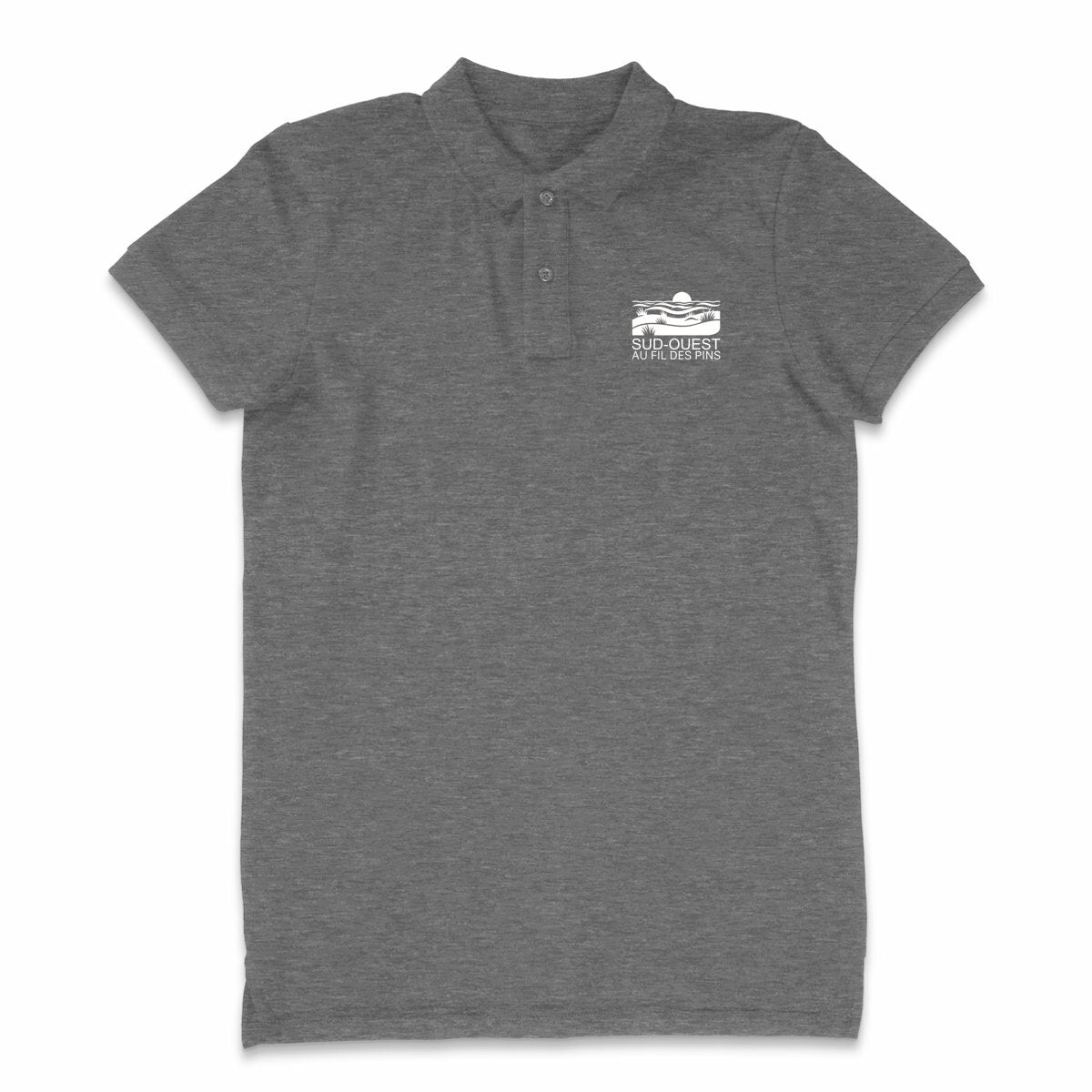 Polo homme Dunes du Sud-Ouest - face avant coloris gris chiné