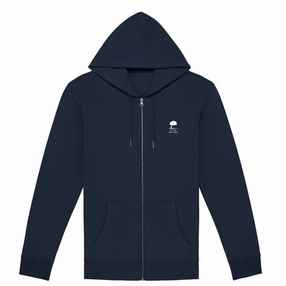 Sweat à capuche zippé éco-responsable Au Fil des Pins, inspiré des forêts du Sud-Ouest-marine