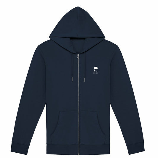 Sweat à capuche zippé éco-responsable Au Fil des Pins, inspiré des forêts du Sud-Ouest-marine