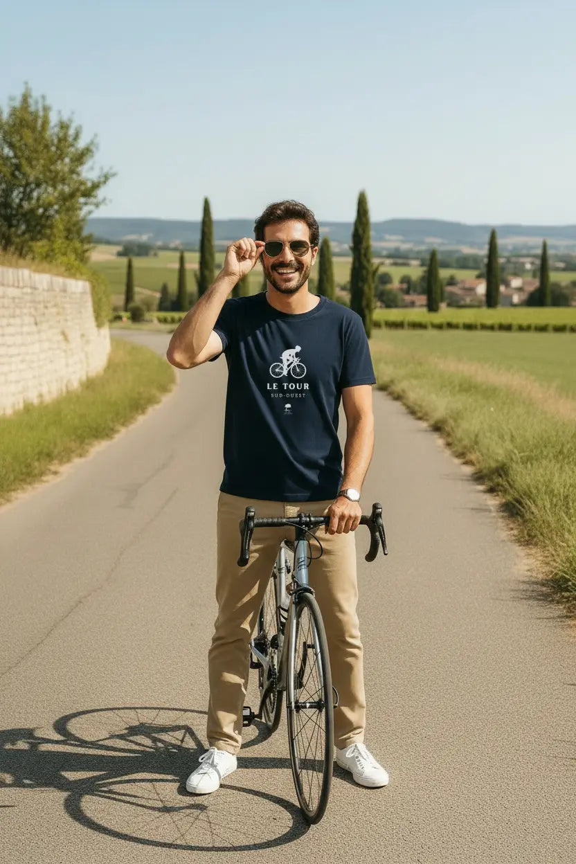 T-shirt cyclisme éco-responsable Le Tour coton bio Sud-Ouest homme