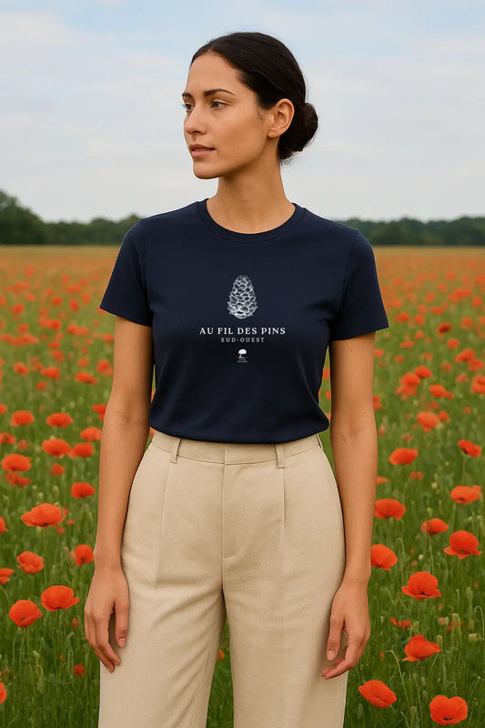 Tee-shirt Femme Éco-Responsable "Pomme de Pin" – Coton Bio GOTS