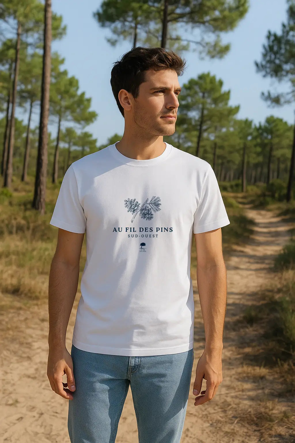 🇫🇷  Tee-shirt français homme Branche de pin-Premium Plus-Au Fil des Pins-AU FIL DES PINS