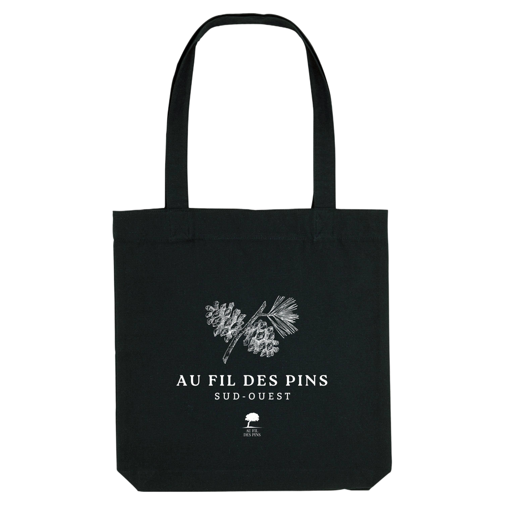 Tote bag noir Branche de pin