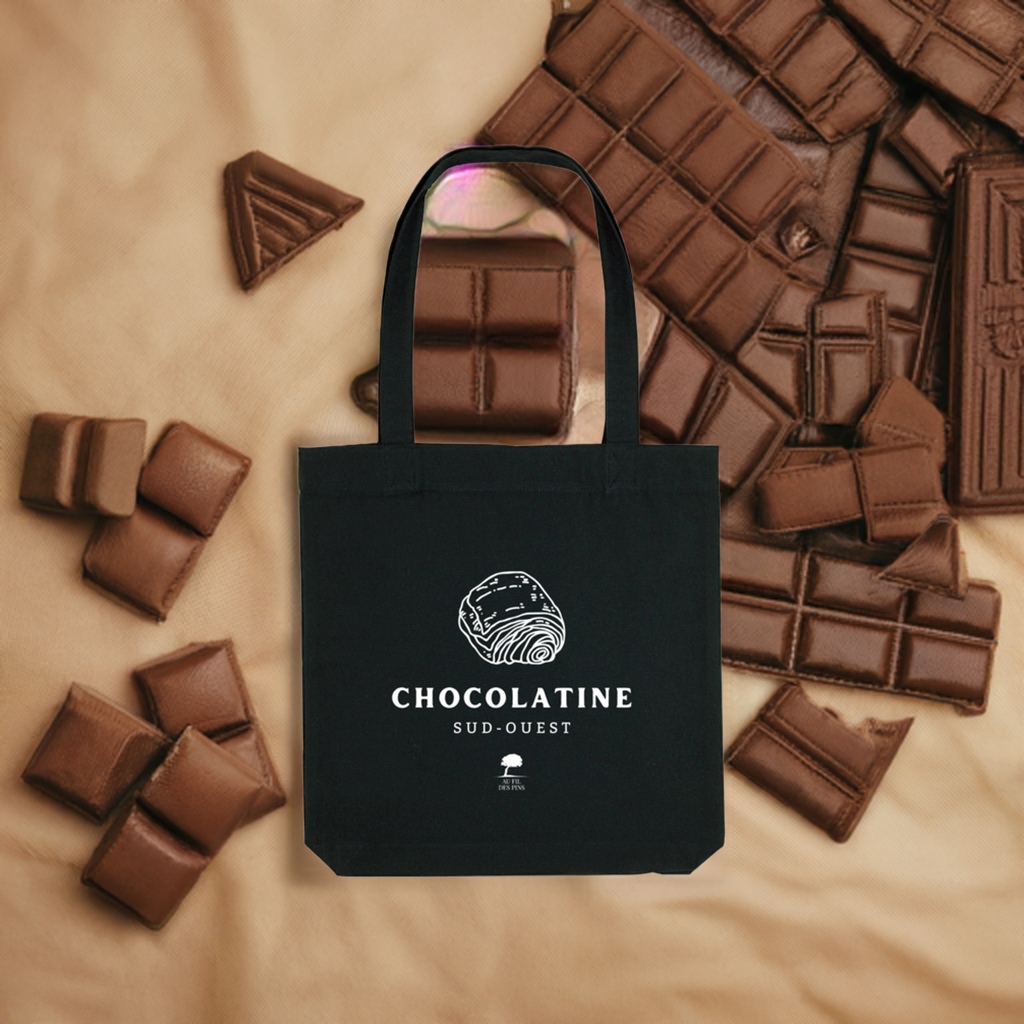 Tote bag noir Chocolatine