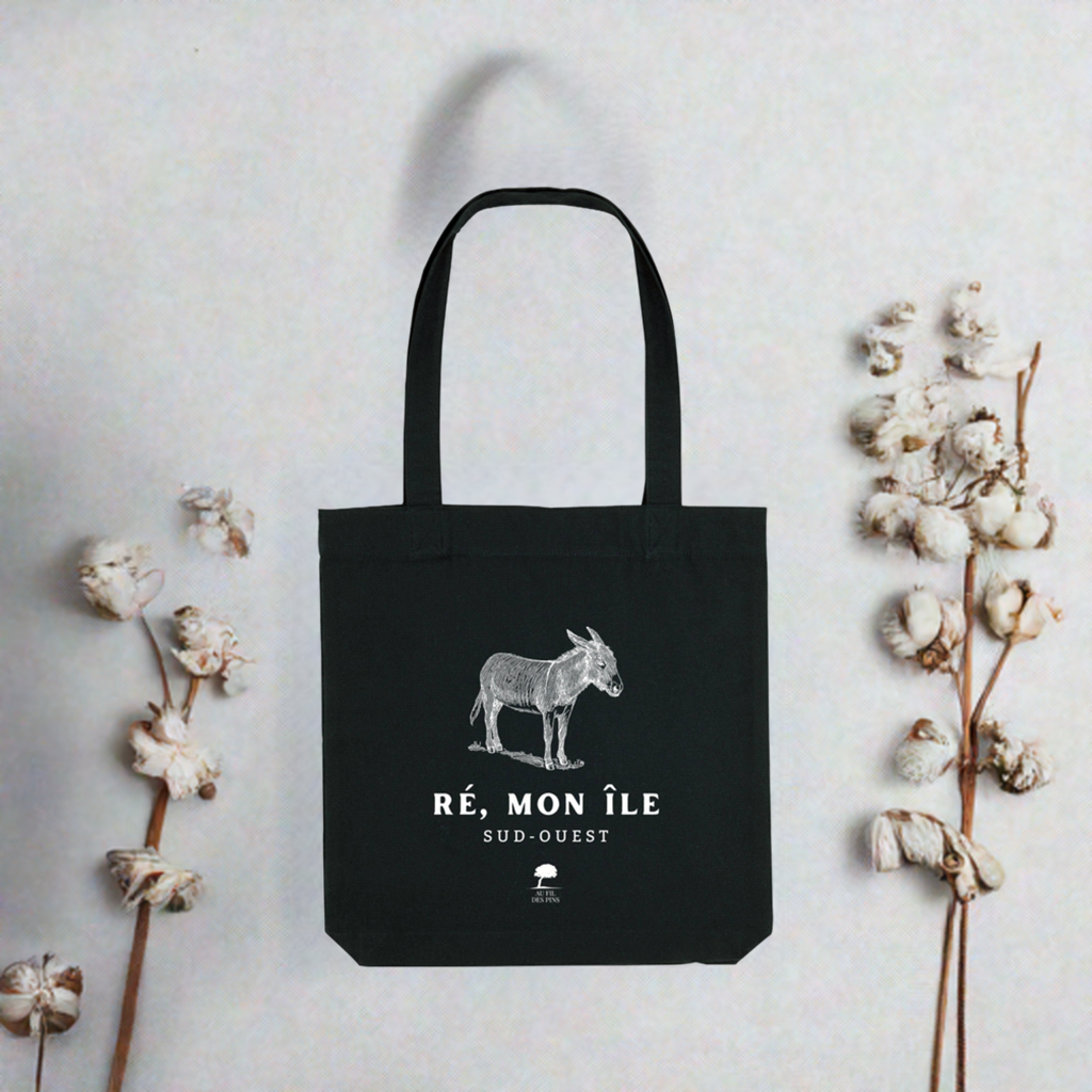 Tote bag noir Ile-de-Ré