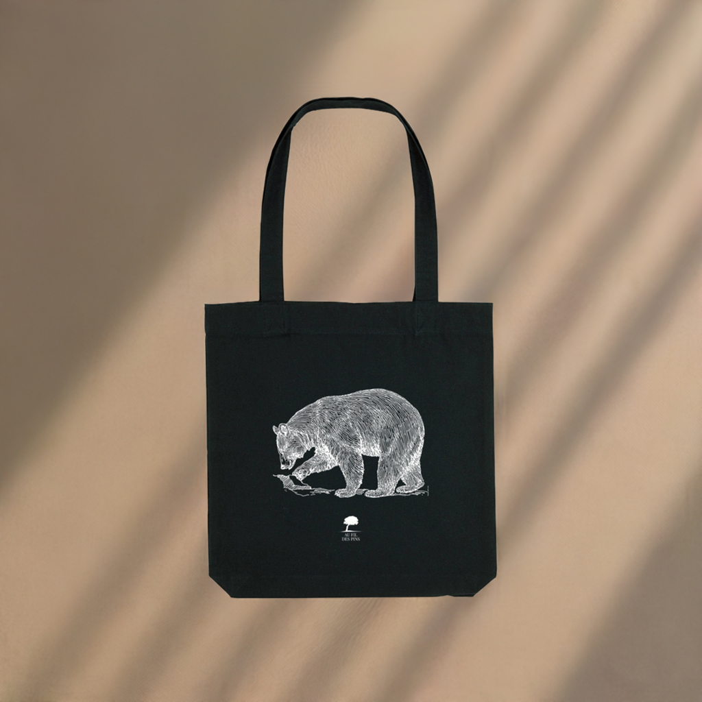 Tote bag noir Ours