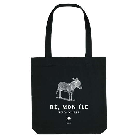 Tote bag noir Ile-de-Ré éco-responsable en coton recyclé 