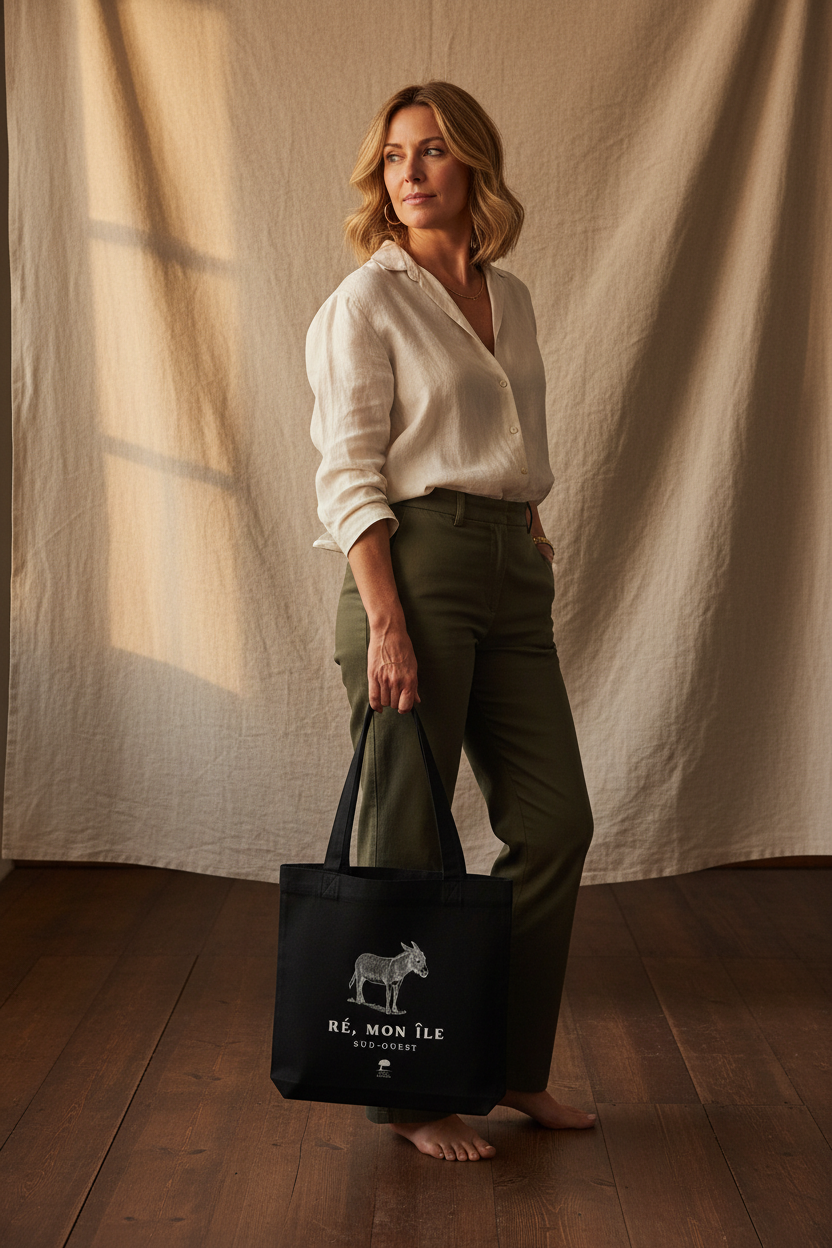 Shooting tote bag Île de Ré taille medium équilibrée