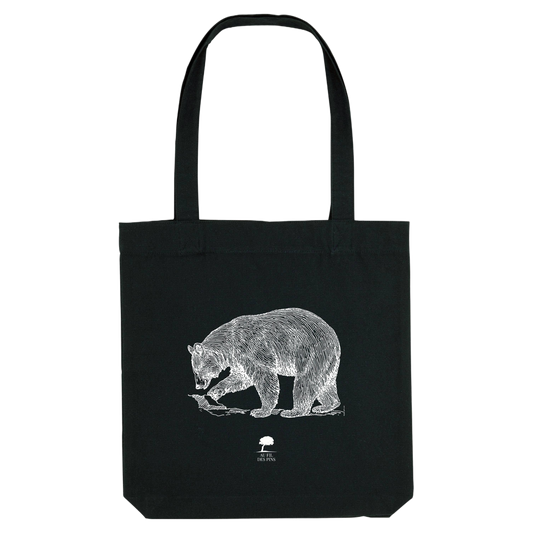 Tote bag noir Ours éco-responsable en coton recyclé