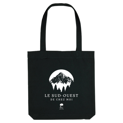 Tote bag noir Pyrénées en coton recyclé – Sac éco-responsable