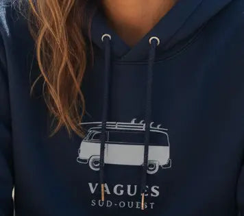 Sweat à Capuche Vagues – Mode Éthique Sud-Ouest