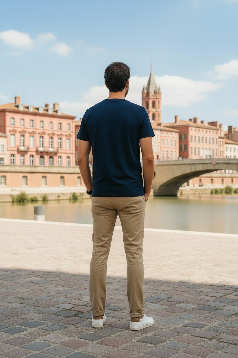 Dos mains poches - t-shirt tombant naturel