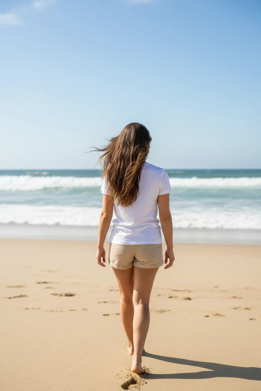 T-shirt blanc femme de dos coton bio Au Fil des Pins