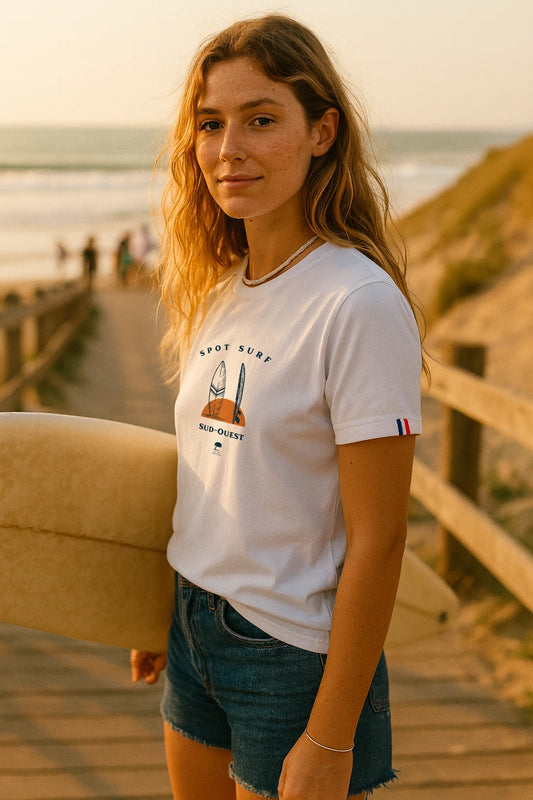 🇫🇷 Tee-shirt français femme Spot Surf-Premium Plus-Au Fil des Pins-AU FIL DES PINS