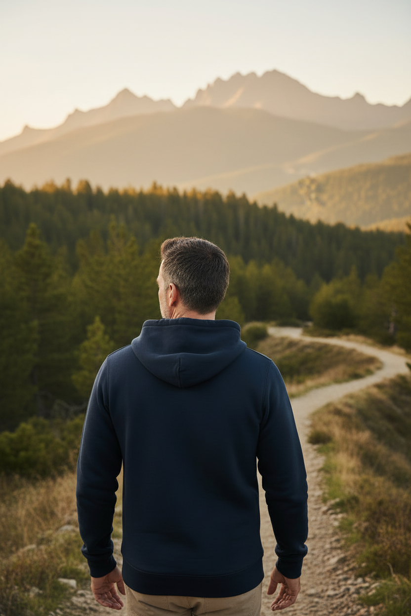 Lifestyle sweat marine - de dos capuche