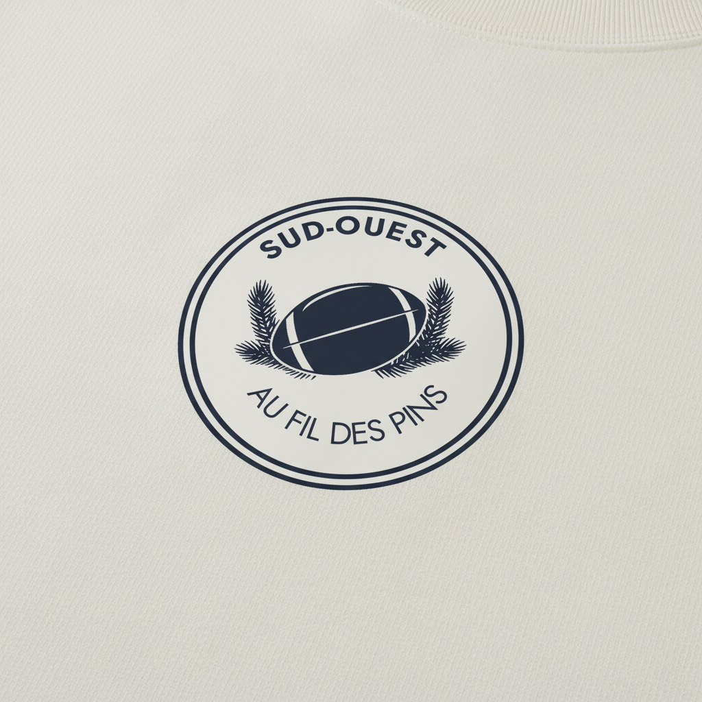 Macro badge rugby fond blanc ivoire