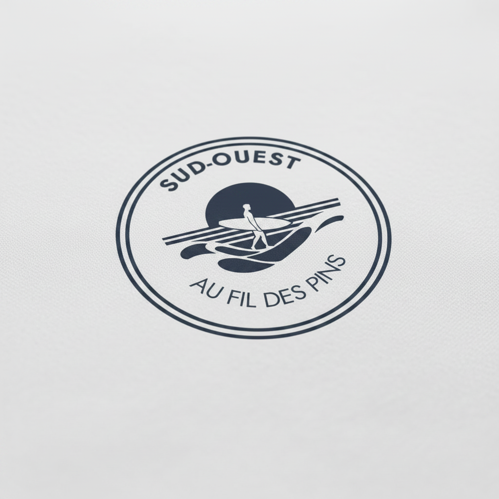 Macro DTF badge surf biais surfeur blanc