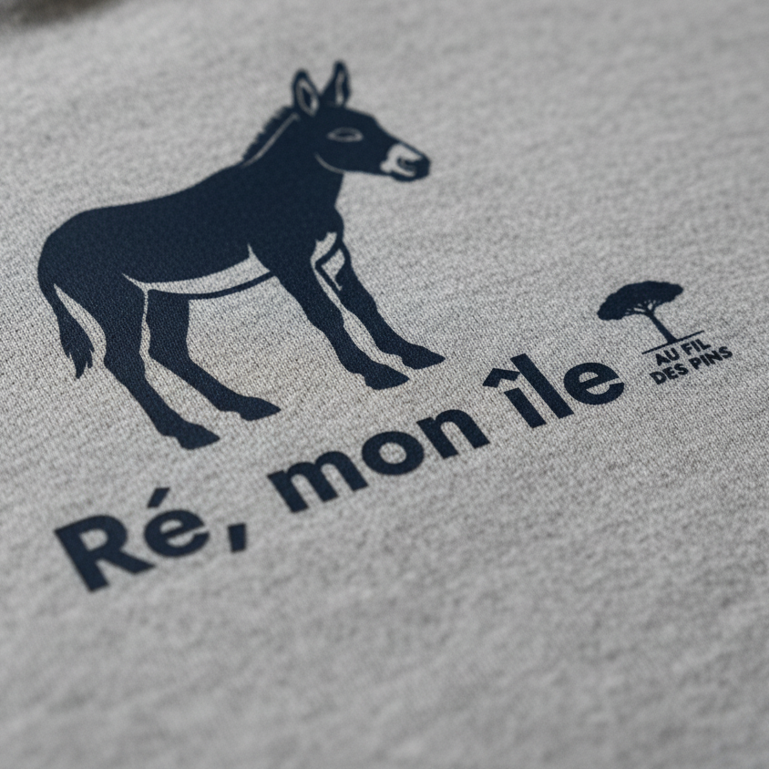 Macro DTF design Ré mon île — gris chiné