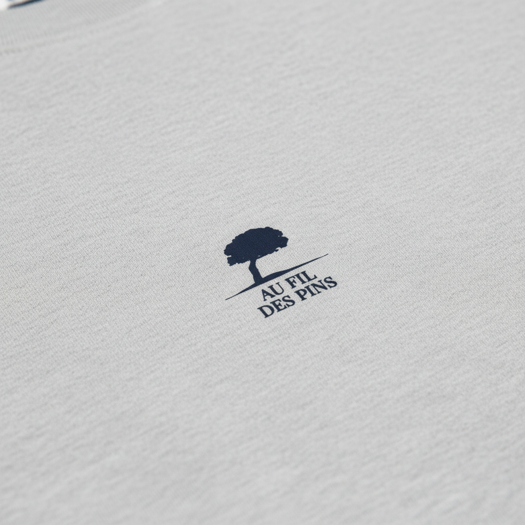 Macro logo gris chiné tissu lisse