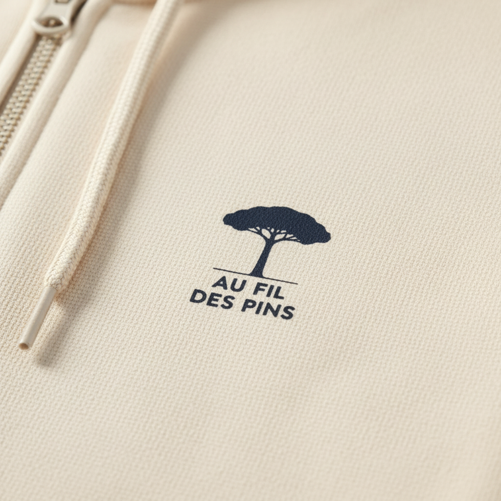 Macro logo navy sur ivoire