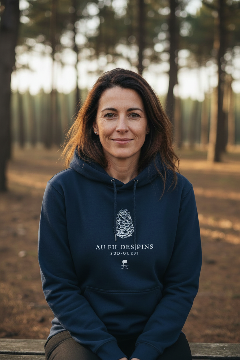 Mannequin femme avec sweat Pomme de pin - design ajusté et centré