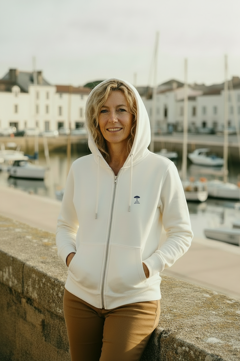 Sweat à capuche zippé unisexe Île-de-Ré