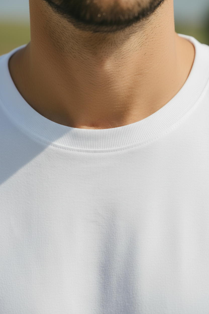 Plan serré col t-shirt blanc