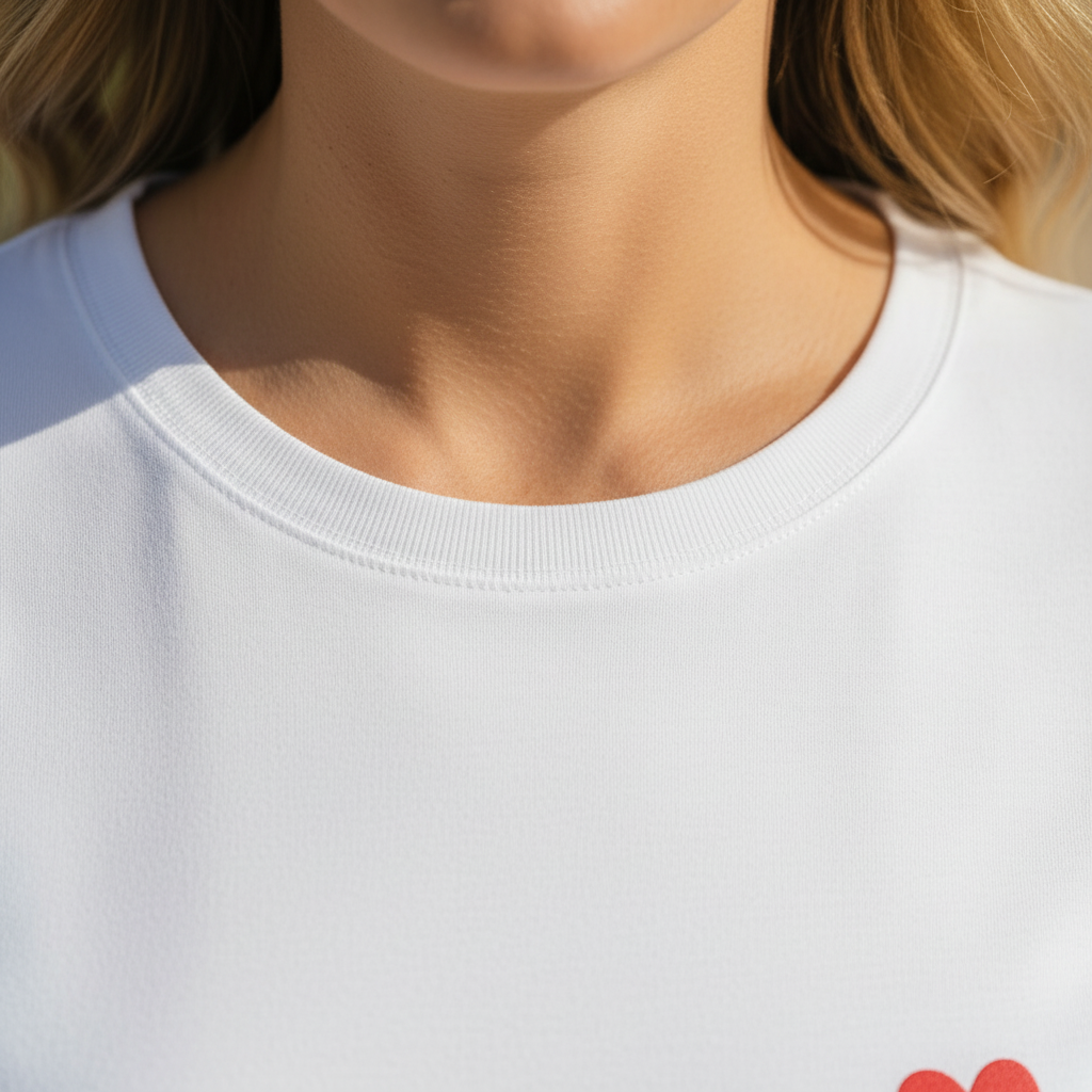 Plan serré col T-shirt blanc
