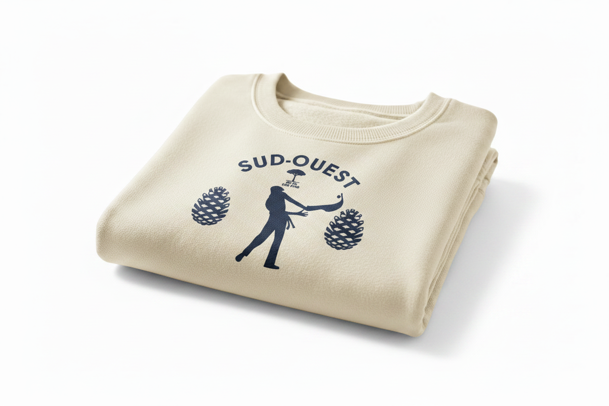 Sweat ivoire plié – Design DTF Pelote basque navy