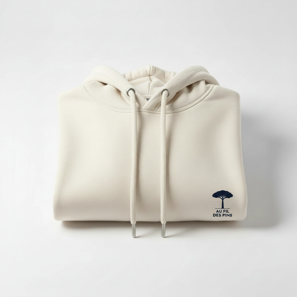 Sweat ivoire plié logo bas droite Au Fil des Pins