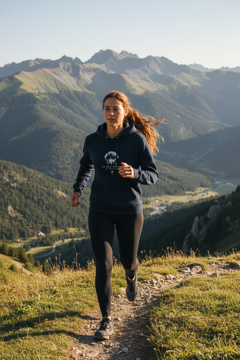 Sweat Pyrénées - Femme action sportive