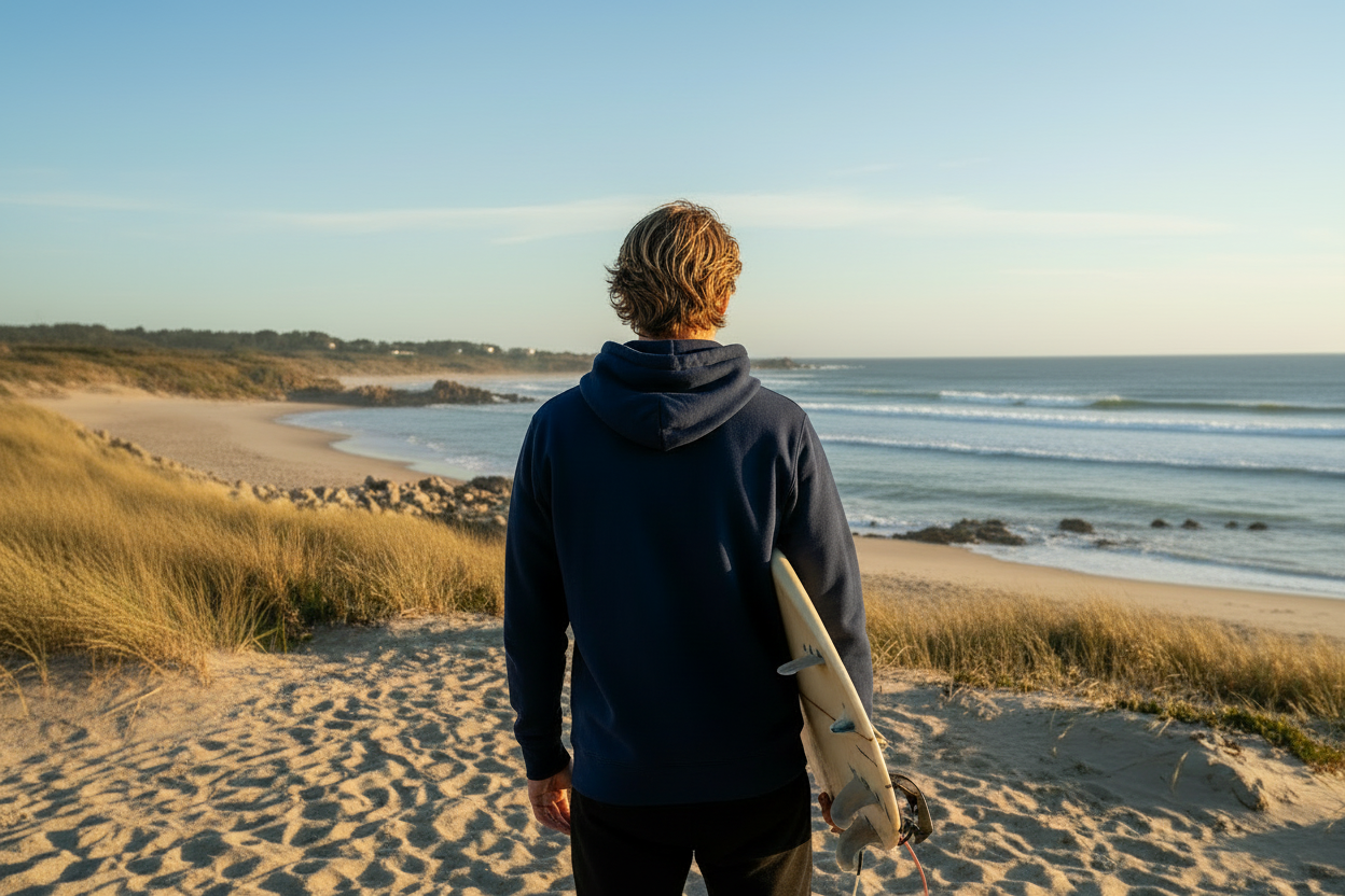 Pull surf premium - Vue de dos océan Atlantique