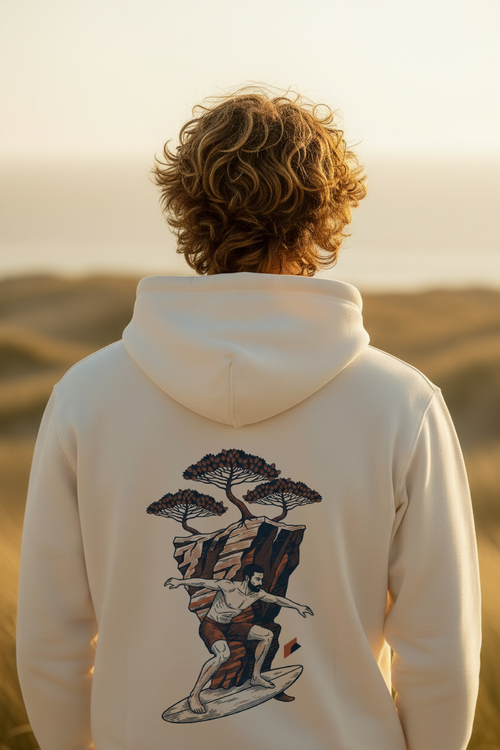 Sweat surf homme ivoire - plan rapproché face - Au Fil des Pins