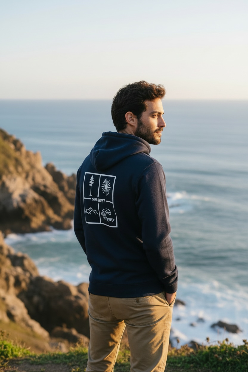 Sweat zippé Sud-Ouest marine — chino kaki — Biarritz