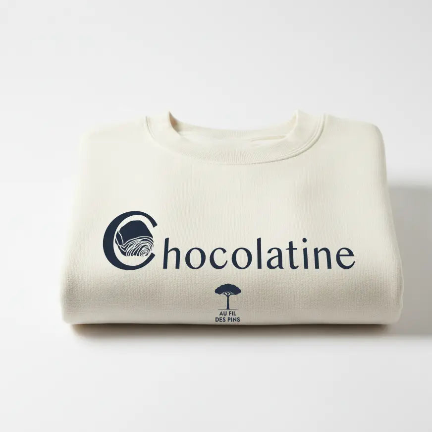 Sweat Chocolatine ivoire plié studio – coton bio GOTS Au Fil des Pins