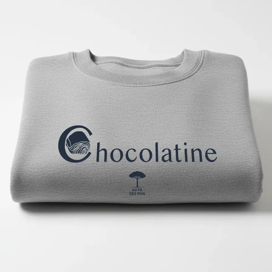 Sweat Chocolatine marine plié studio – coton bio GOTS Au Fil des Pins