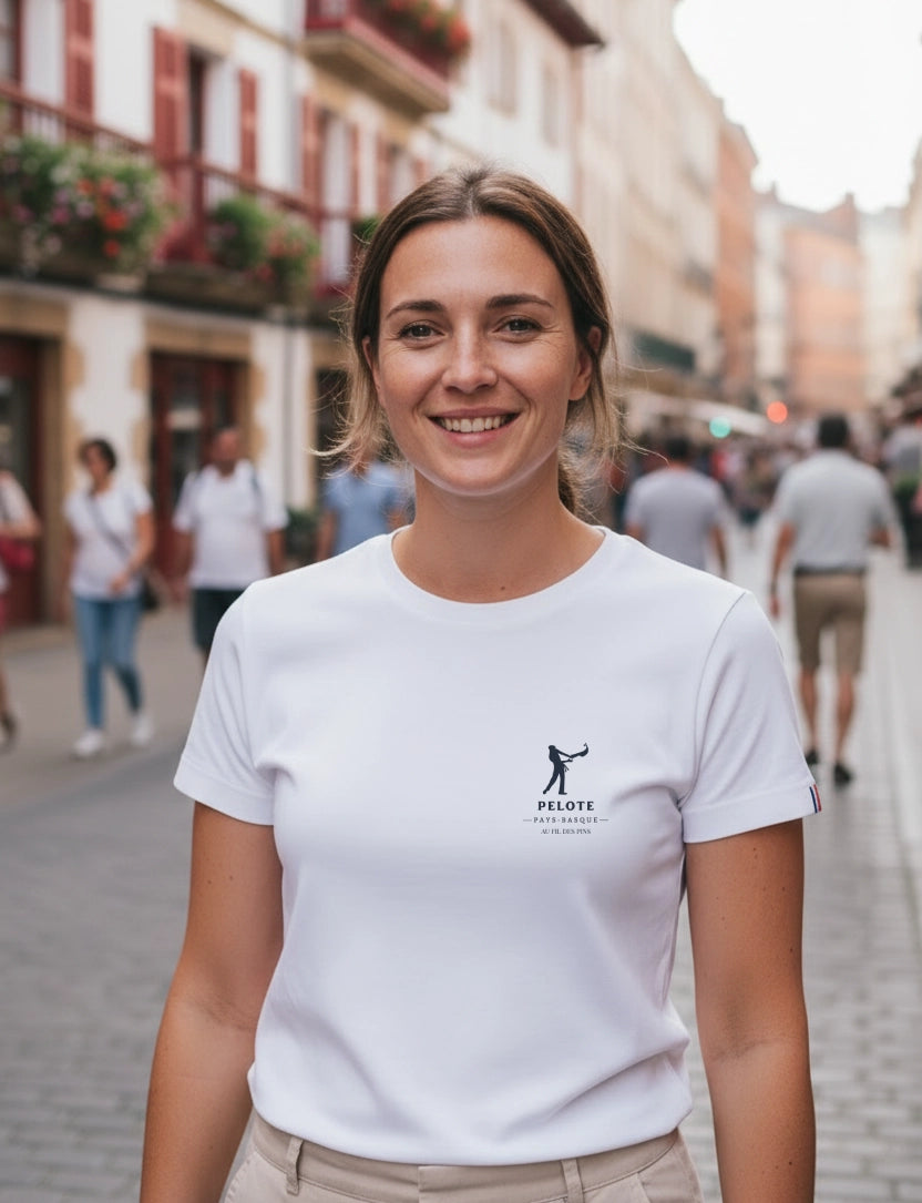 T-shirt blanc femme coton bio village Pays Basque Made in France