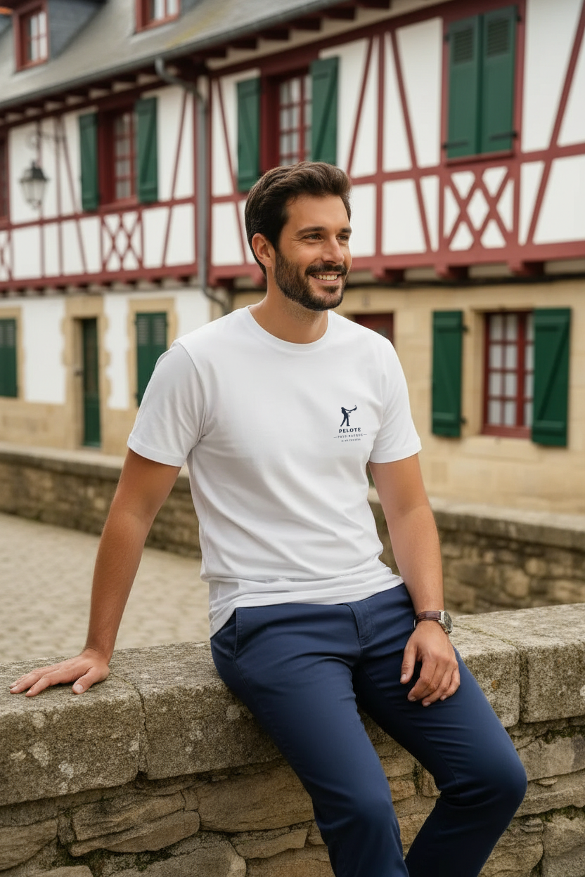 🇫🇷 Tee-shirt homme “Pelote basque” – 100 % coton, made in France