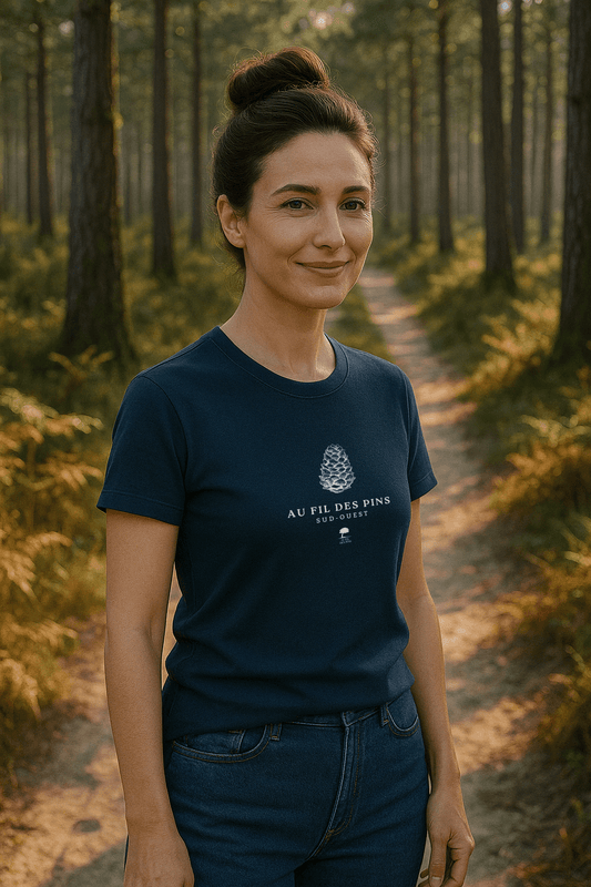 Tee-shirt Femme Éco-Responsable "Pomme de Pin" – Coton Bio GOTS