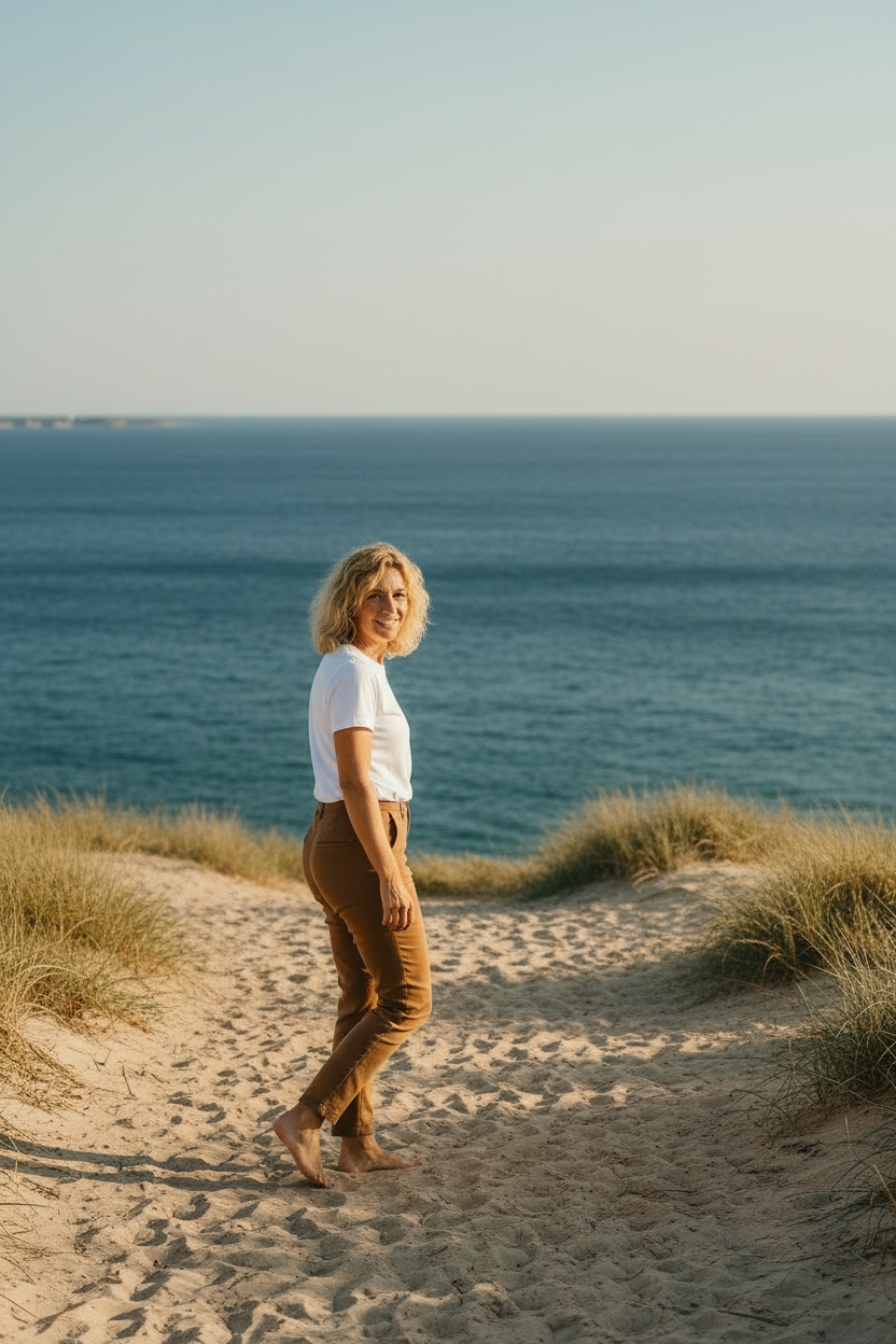 T-shirt Île de Ré femme blonde plage océan atlantique