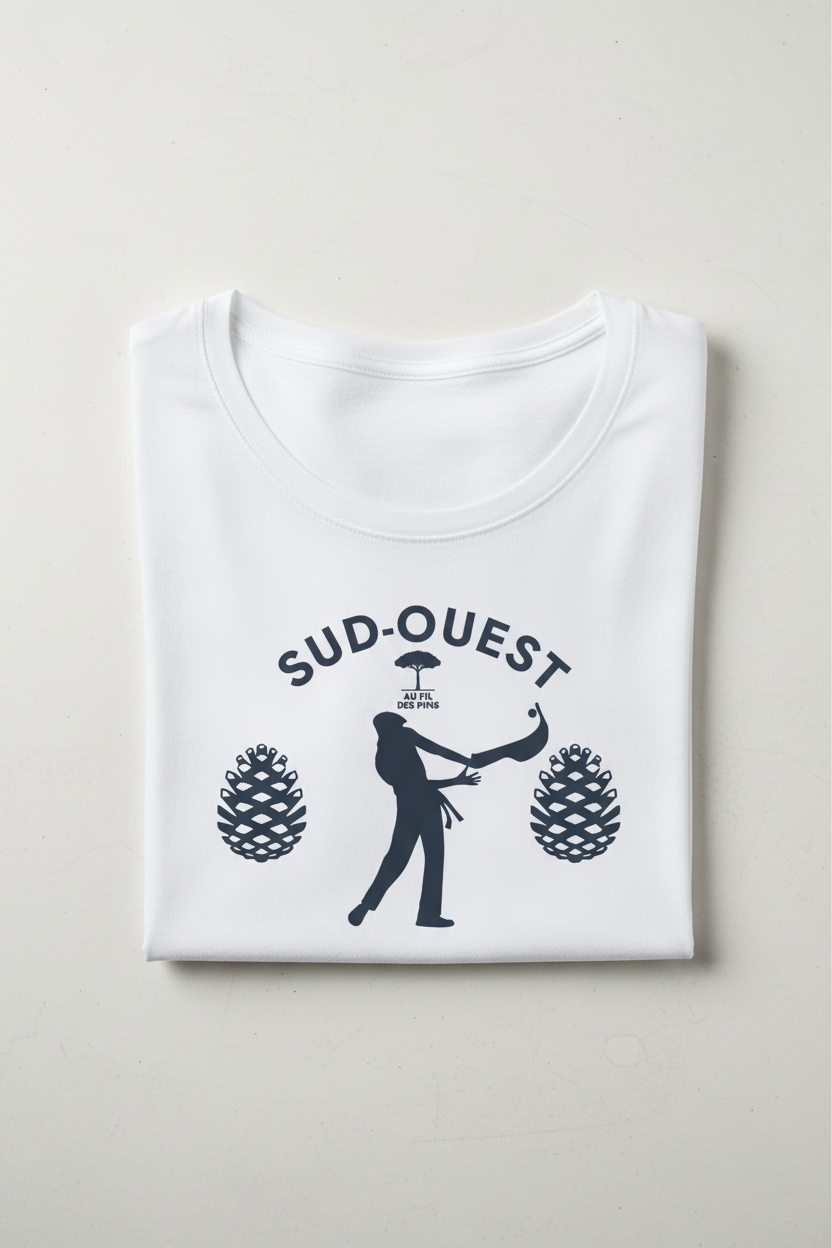 T-shirt plié blanc col échancré